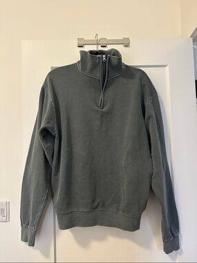Vintage Women's Zip-Up Sweater - Slate Green
